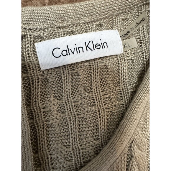 Calvin Klein Tan Cable Knit Fit & Flare Sweater Dress Women's Size X Large - Picture 15 of 15